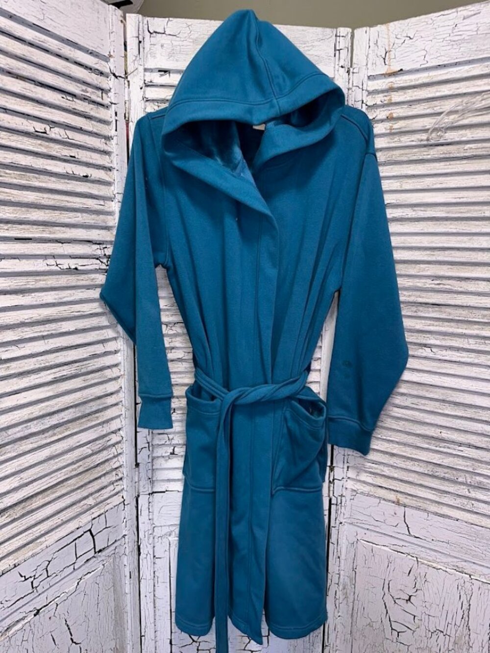 Men's Teal Blue UGG Leeland Hooded Cotton Robe Size M/L